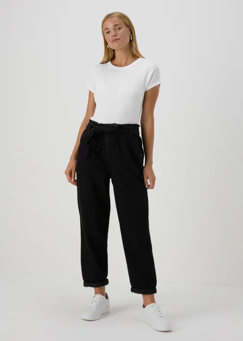 Black Paperbag Belted Jeans - 8 Image 1