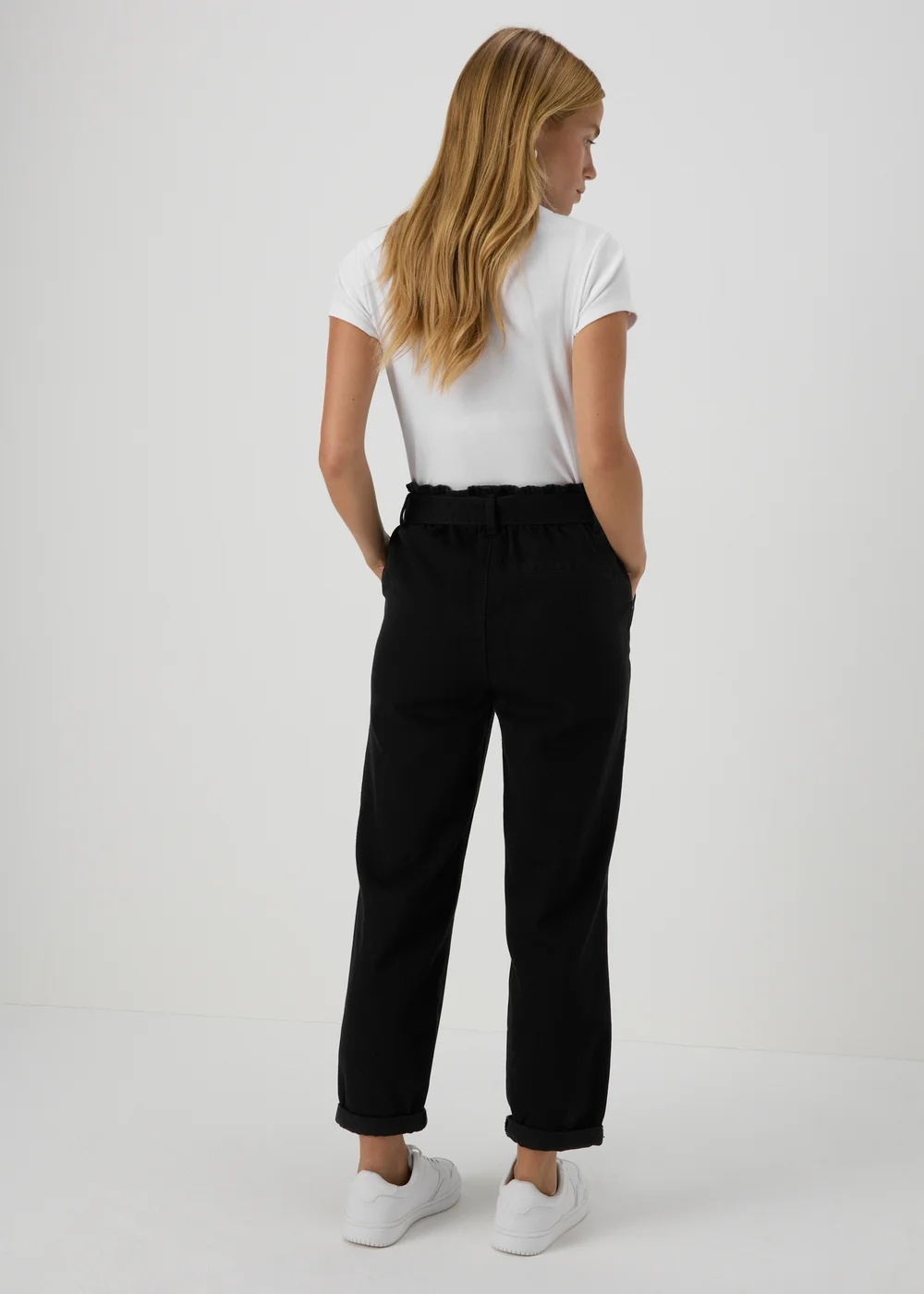 Black Paperbag Belted Jeans - 8 Image 2
