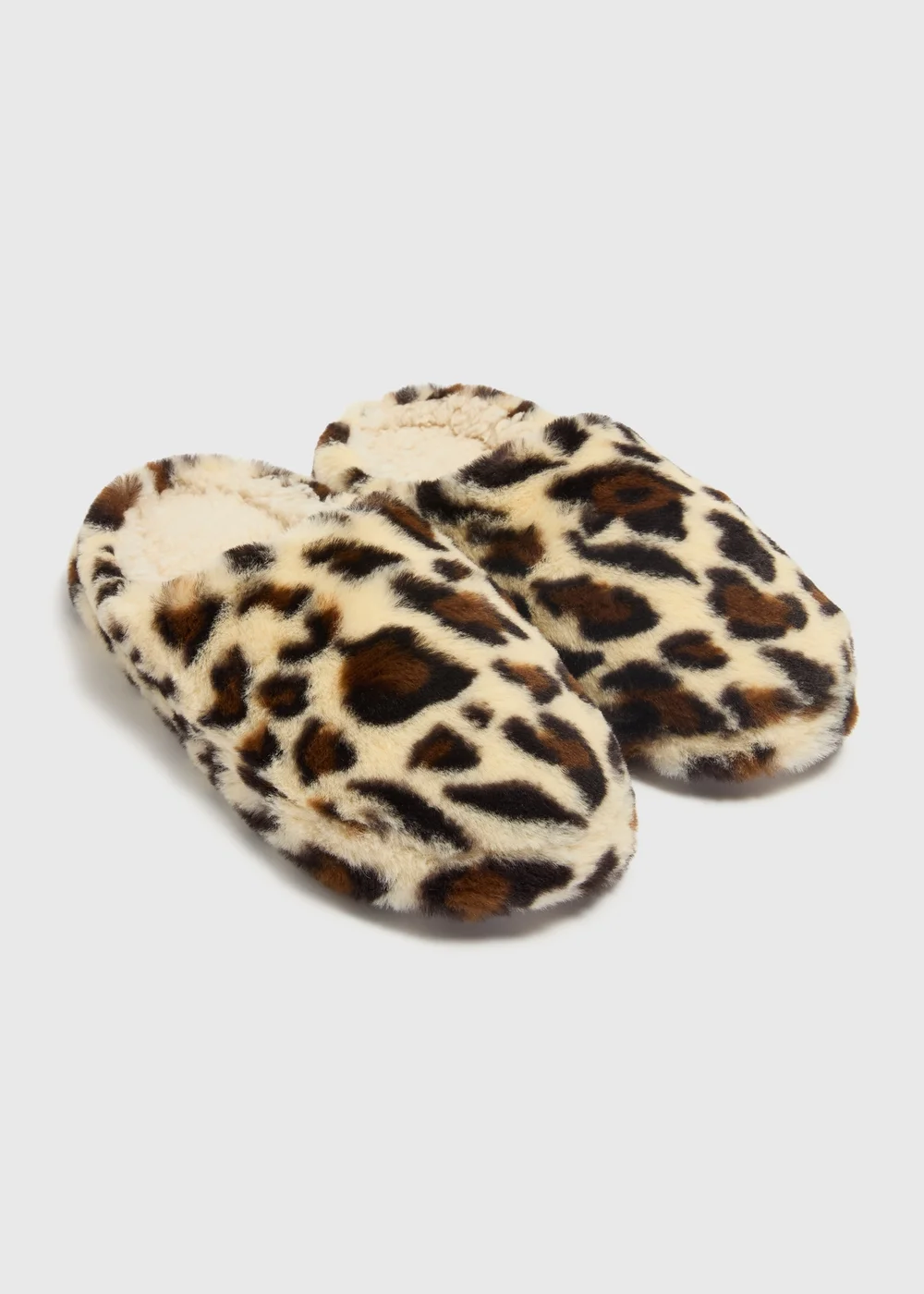 Brown Leopard Print Slippers - Small Image 1