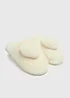 Cream Heart Pom Mule Slippers - Small Image 1