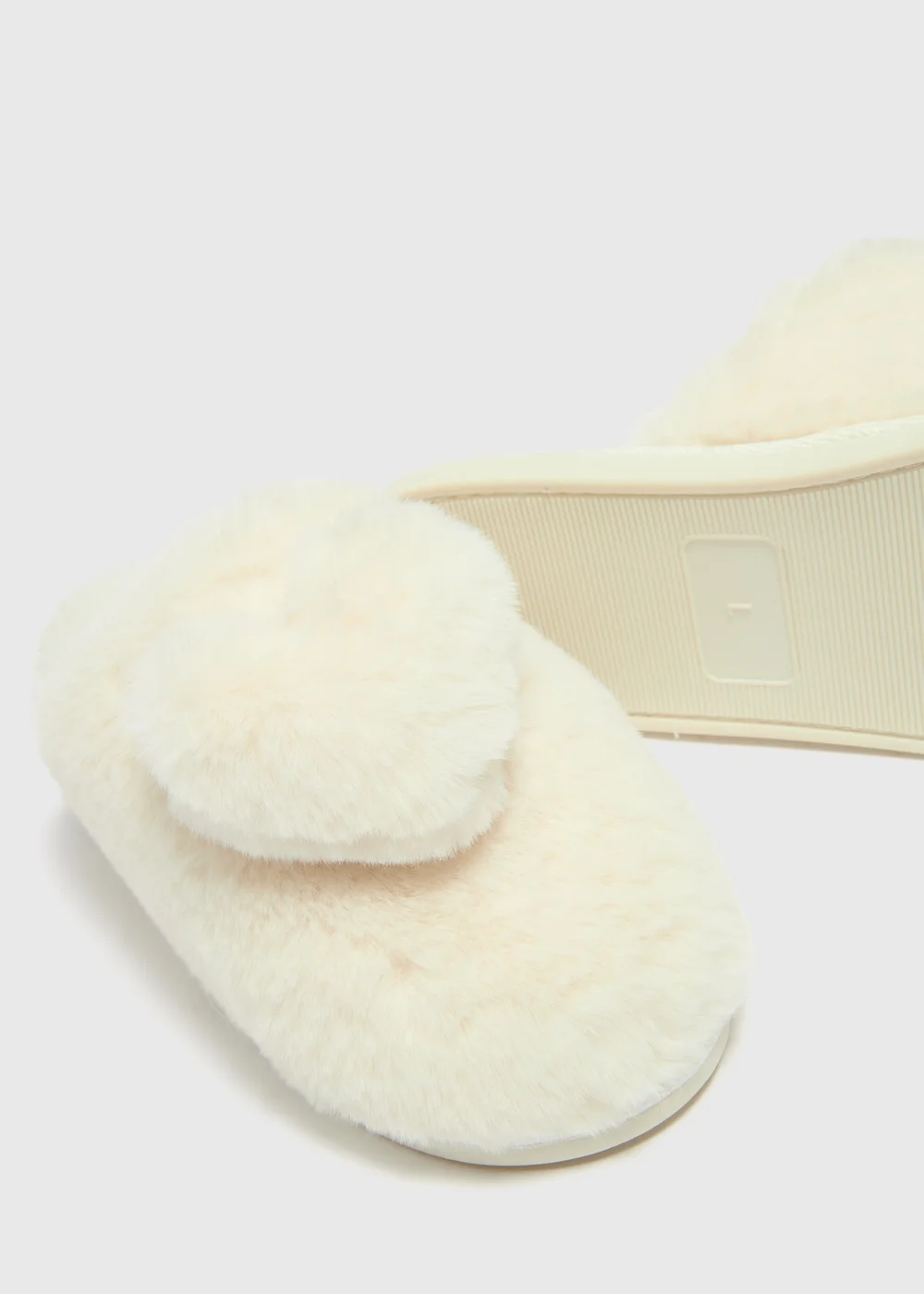 Cream Heart Pom Mule Slippers - Small Image 2