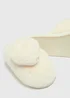 Cream Heart Pom Mule Slippers - Small Image 2