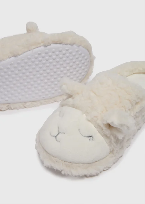 Cream Sheep Design Slippers - Small Image 2