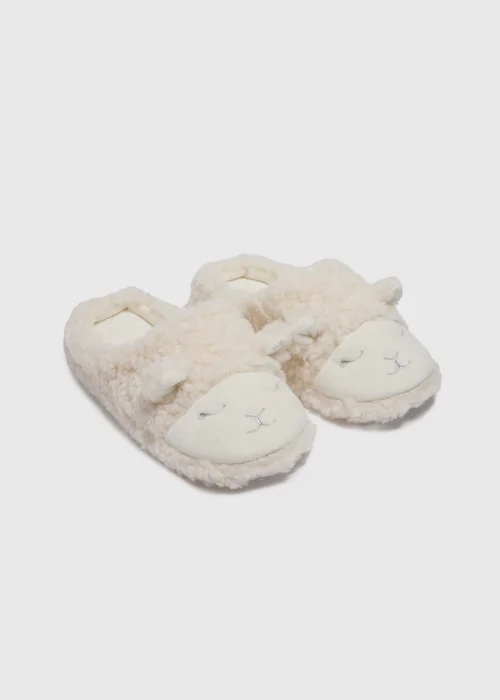 Cream Sheep Design Slippers - Small Image 1