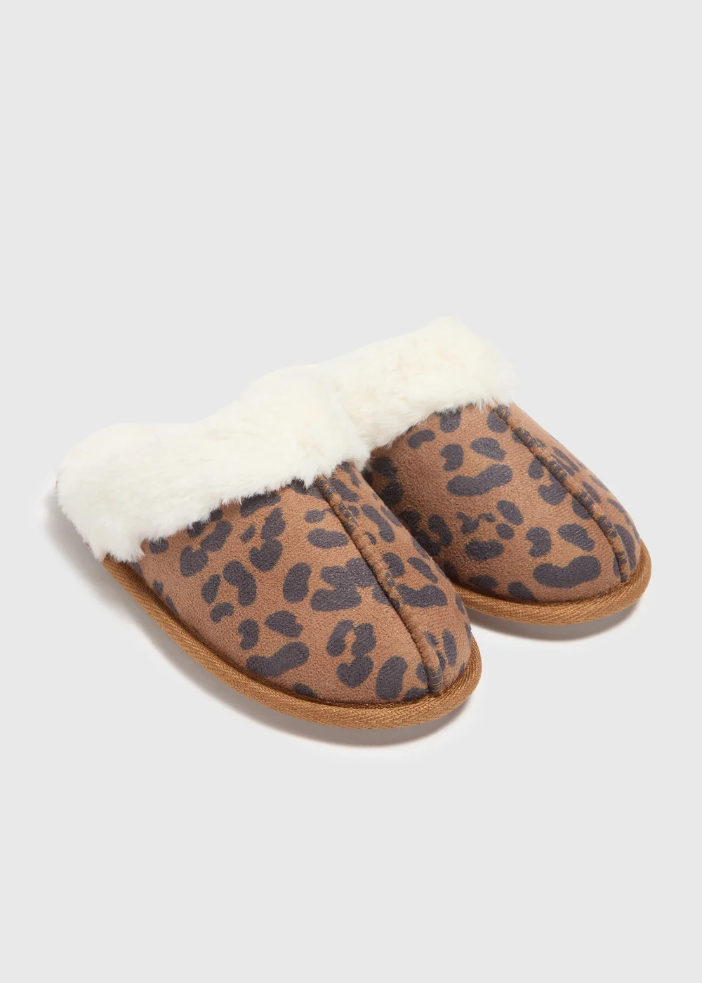 Girls Tan Leopard Mule Slippers (Younger 10-Older 5) - Size 3 Image 1