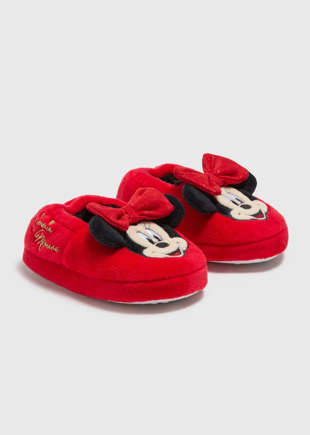 Disney Girls Red Minnie Mouse Slippers (Younger 4-12) - Size 4 Infants Image 1