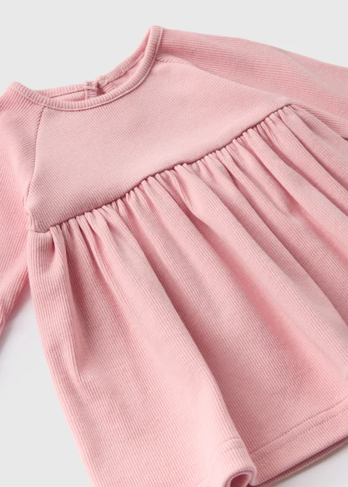 Baby Pink Ribbed Dress (Newborn-23mths) - 0-3 months Image 2