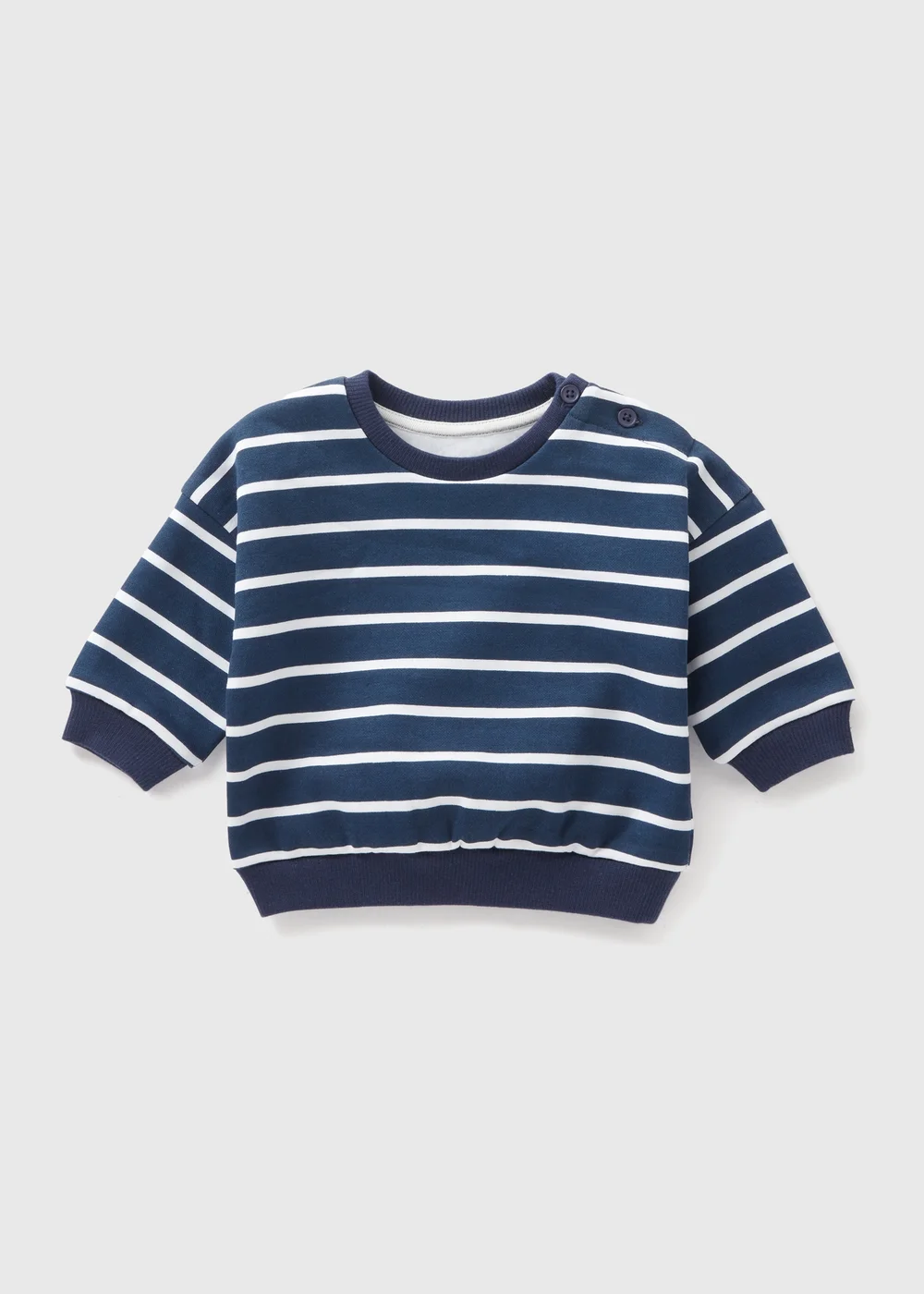 Baby Navy Striped Sweatshirt (Newborn-23mths) - 0-3 months Image 1