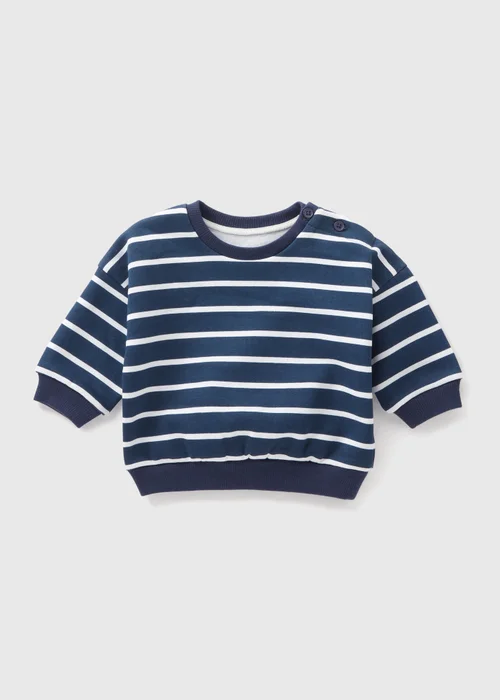 Baby Navy Striped Sweatshirt (Newborn-23mths) - 0-3 months Image 1