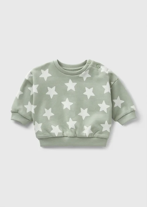 Baby Sage Star Print Sweatshirt (Newborn-23mths) - 0-3 months Image 1