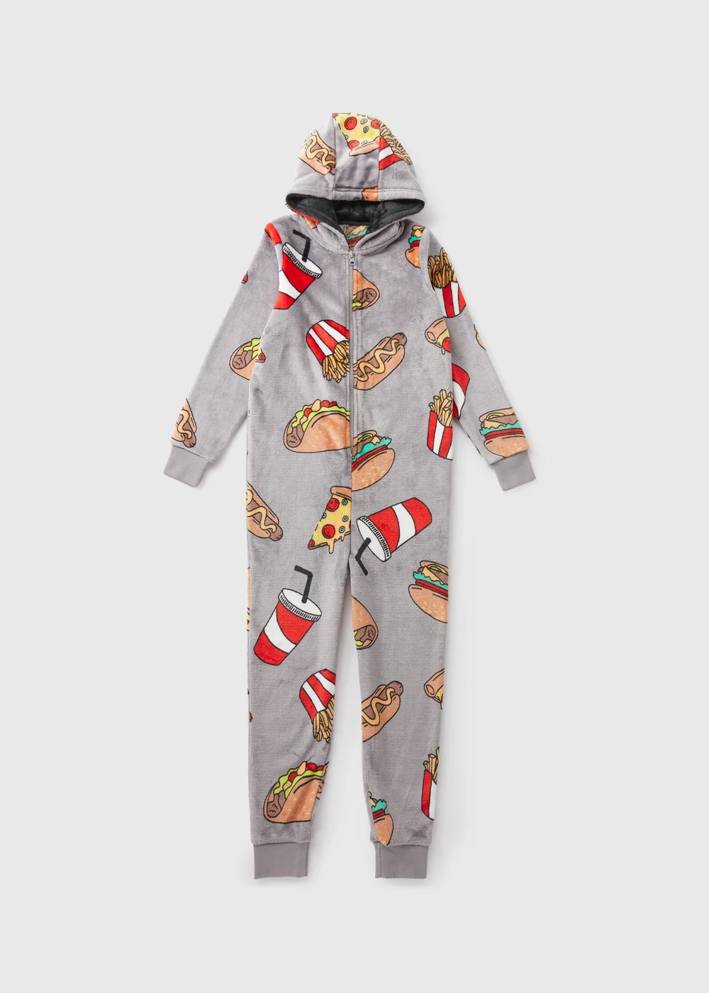 Boys Grey Food Onesie (10-12yrs) - Age 10 Years Image 1