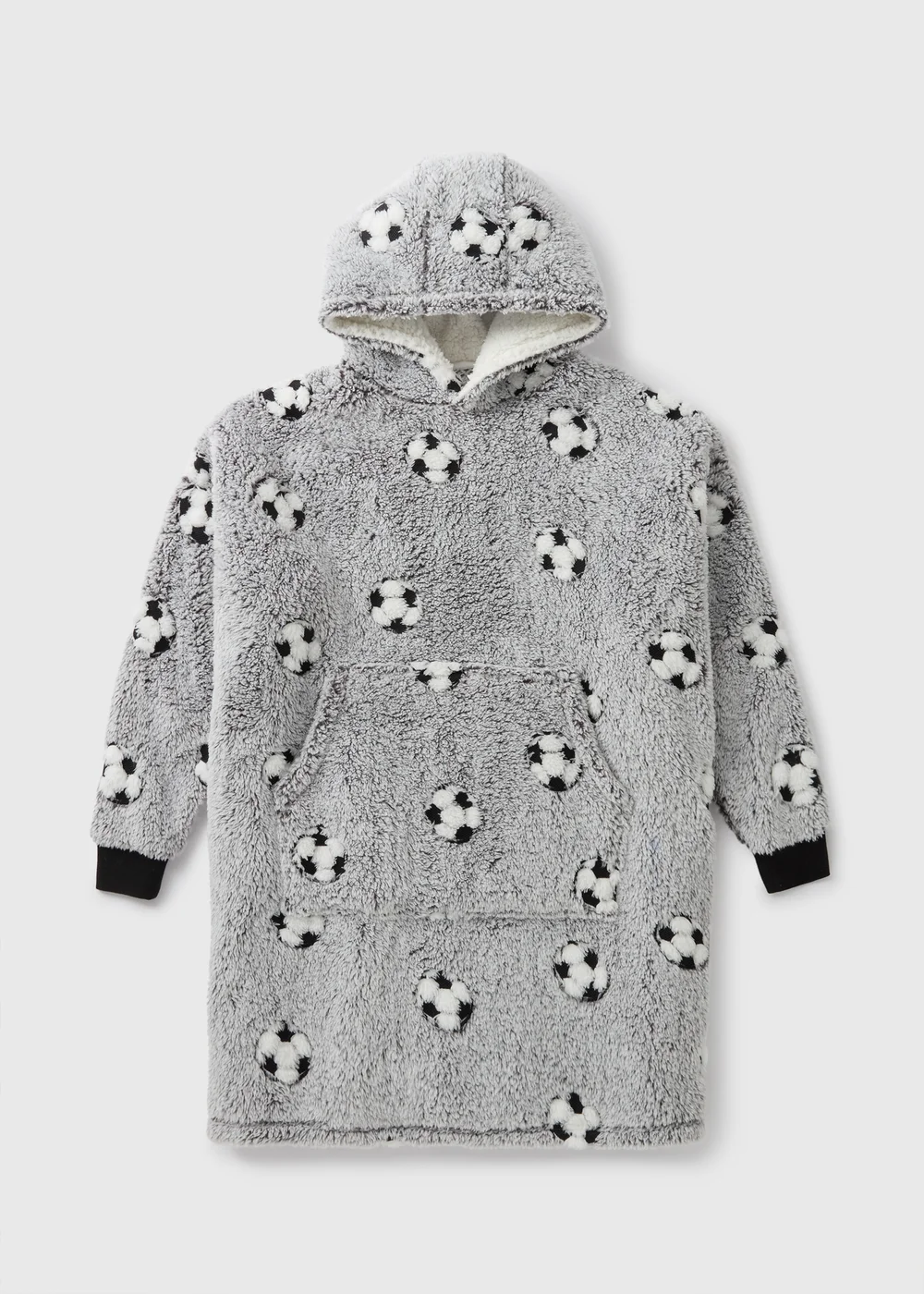 Boys Grey Football Snuggle Hoodie (3-13yrs) - Small Image 1