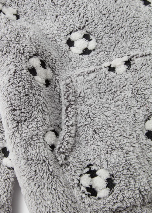 Boys Grey Football Snuggle Hoodie (3-13yrs) - Small Image 2