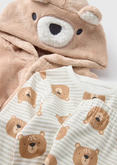3 Pack Brown Bear Pyjama Set & Dressing Gown (1-7yrs) - 1 half year to 2 Image 2