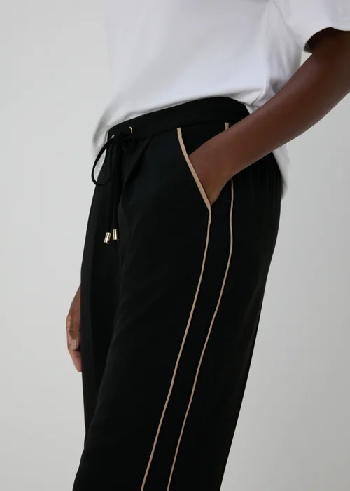 Et Vous Black Side Stripe Wide Leg Trousers - Size 8 Image 3