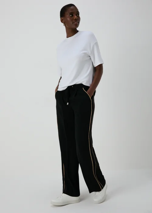 Et Vous Black Side Stripe Wide Leg Trousers - Size 8 Image 1