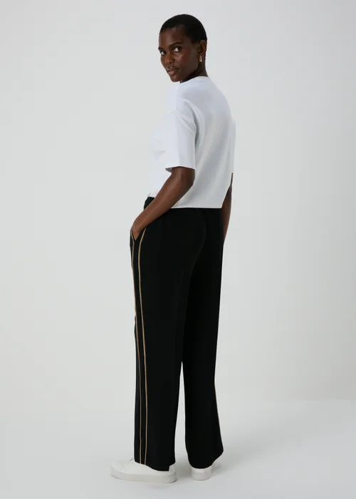 Et Vous Black Side Stripe Wide Leg Trousers - Size 8 Image 2