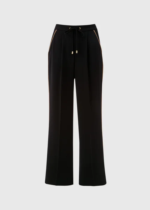 Et Vous Black Side Stripe Wide Leg Trousers - Size 8 Image 4