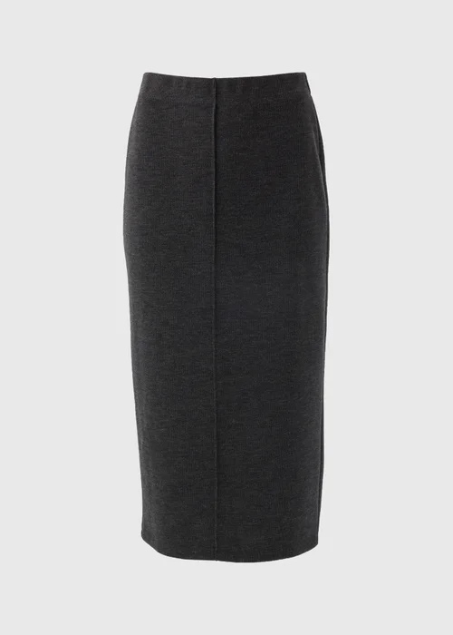 Charcoal Ribbed Midi Skirt - 8 Image 3