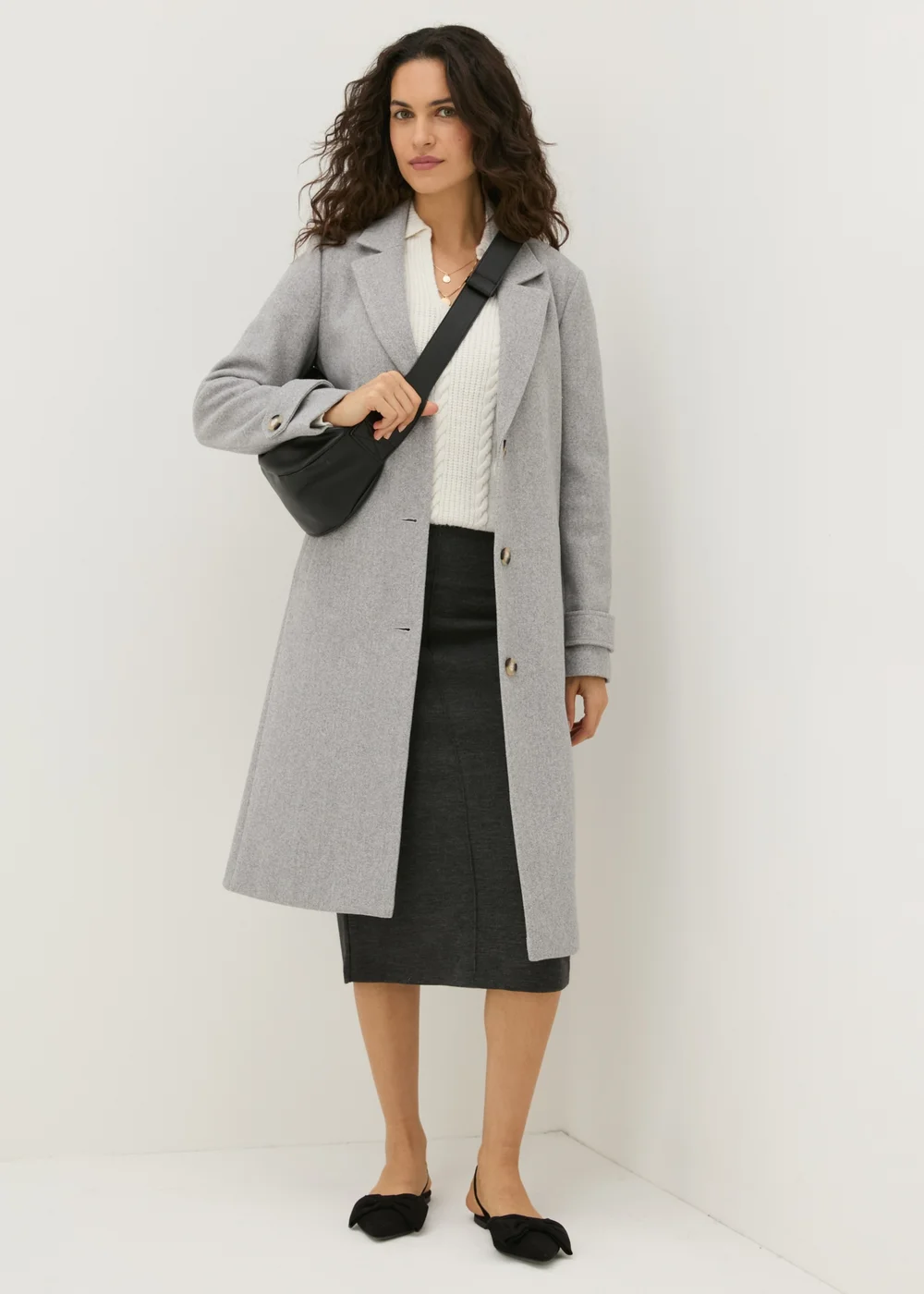 Charcoal Ribbed Midi Skirt - 8 Image 2