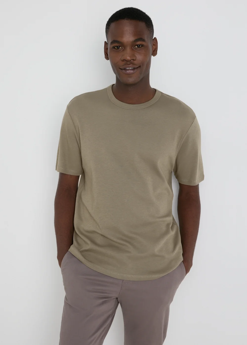 Khaki Textured T-Shirt - S Image 1