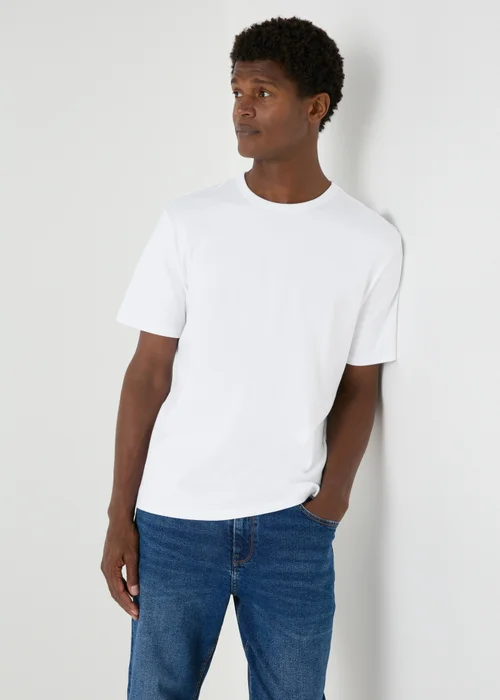 White Interlock Crew Neck T-Shirt - S Image 1