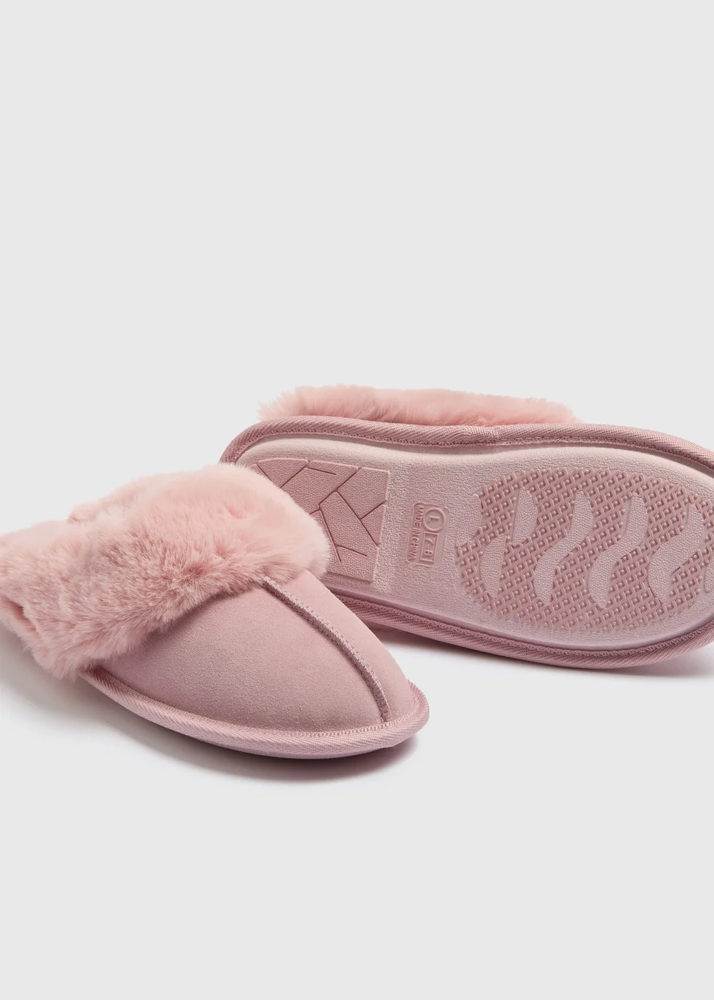 Pink Suede Mule Slippers - Small Image 2