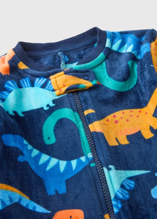 Navy Dinosaur Velour Onesie (1-7yrs) - 1 half year to 2 Image 2