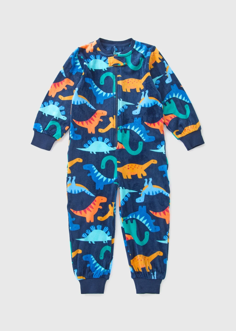 Navy Dinosaur Velour Onesie (1-7yrs) - 1 half year to 2 Image 1