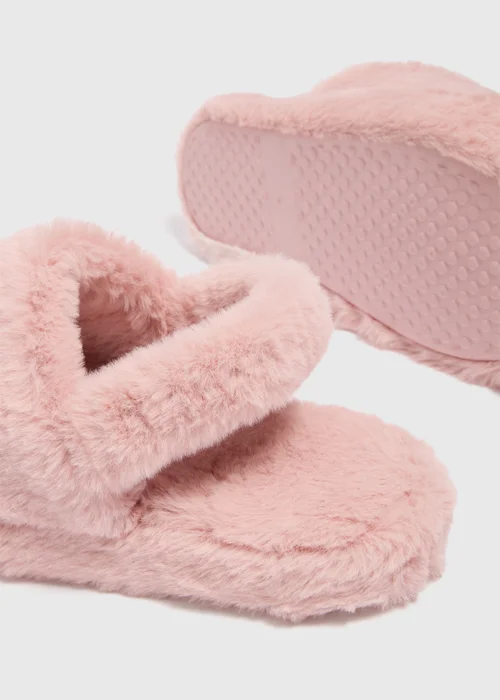 Pink Fur Sling Back Mule Slippers - Small Image 2