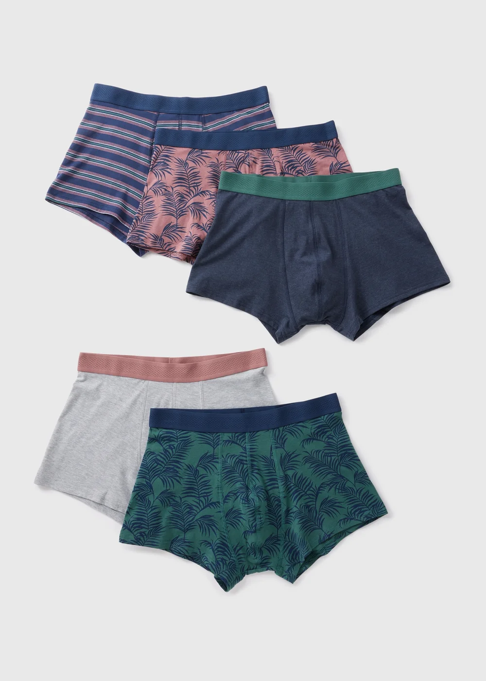 5 Pack Multicolour Leaf Print Hipsters - XS Image 1