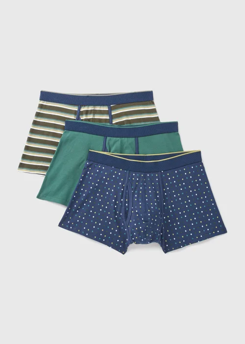3 Pack Multicolour Patterned Keyhole Boxers - XS Image 1