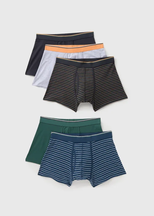 5 Pack Multicolour Stripe Keyhole Boxers - S Image 1