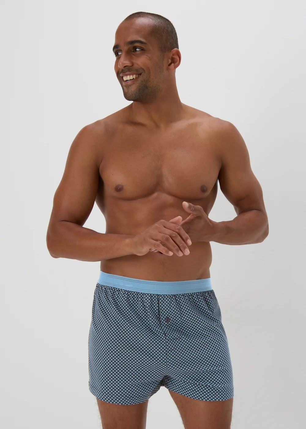 5 Pack Blue Patterned Loose Fit Boxers - S Image 2