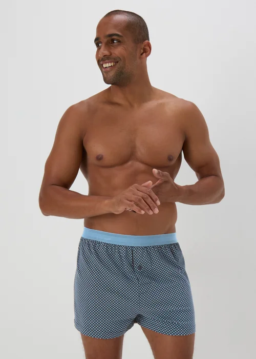 5 Pack Blue Patterned Loose Fit Boxers - S Image 2