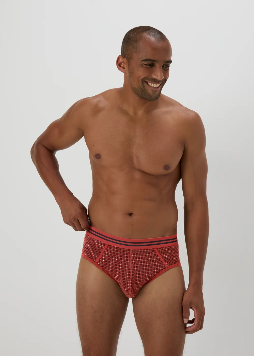 4 Pack Burgundy Geometric Briefs - S Image 2
