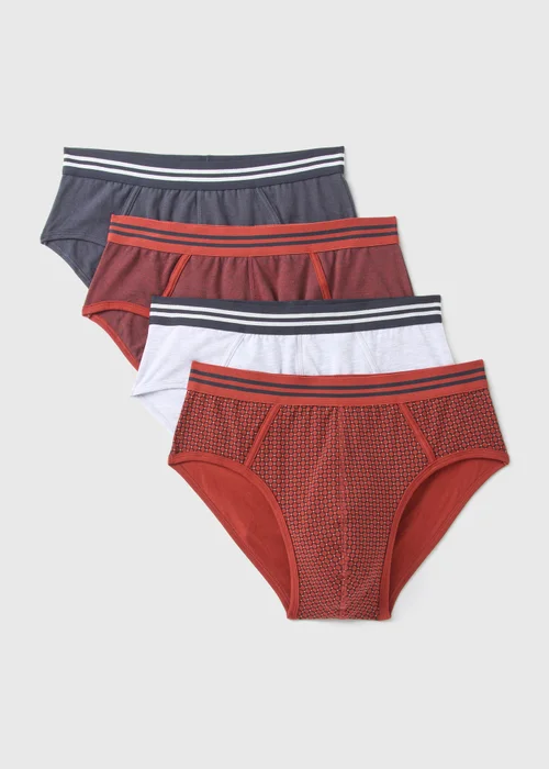 4 Pack Burgundy Geometric Briefs - S Image 1