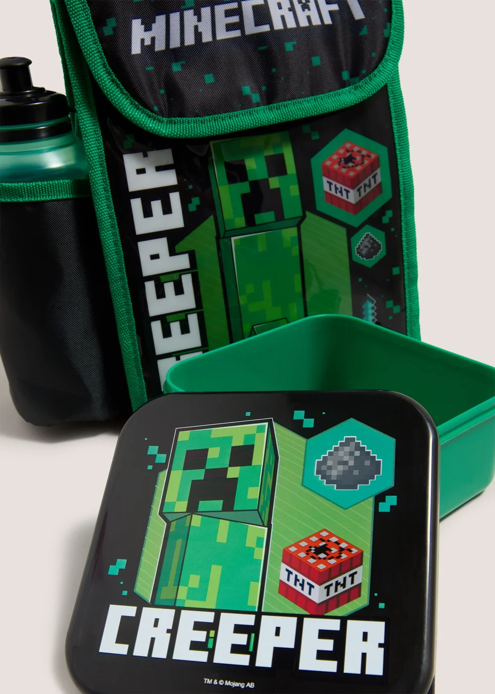 Minecraft Black Lunch Bag, Drinks Bottle, & Snack Box Set Image 2