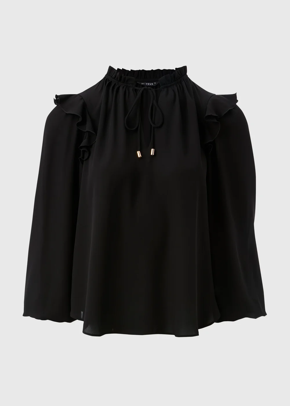 Et Vous Black Frill Blouse - 8 Image 4