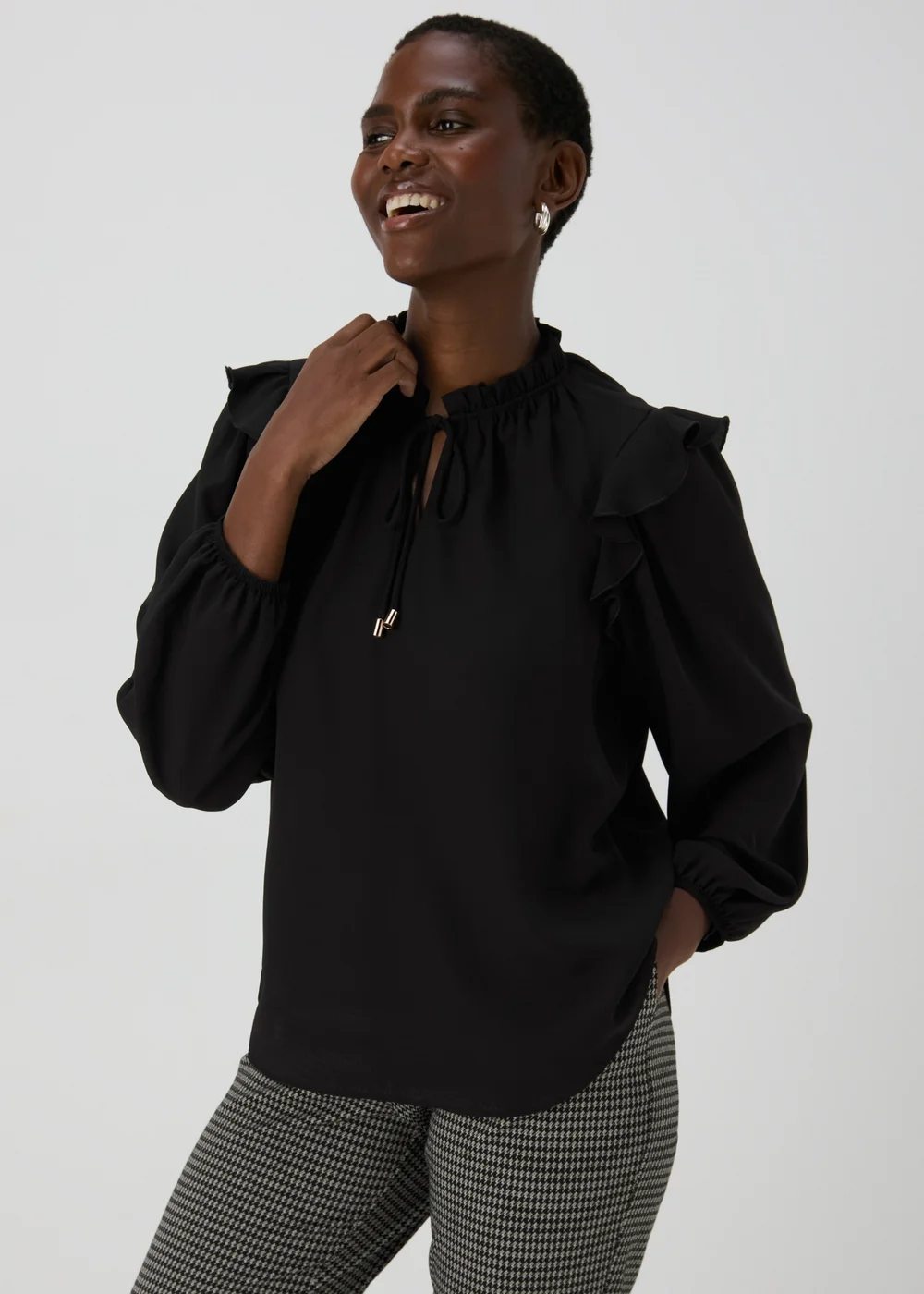 Et Vous Black Frill Blouse - 8 Image 1