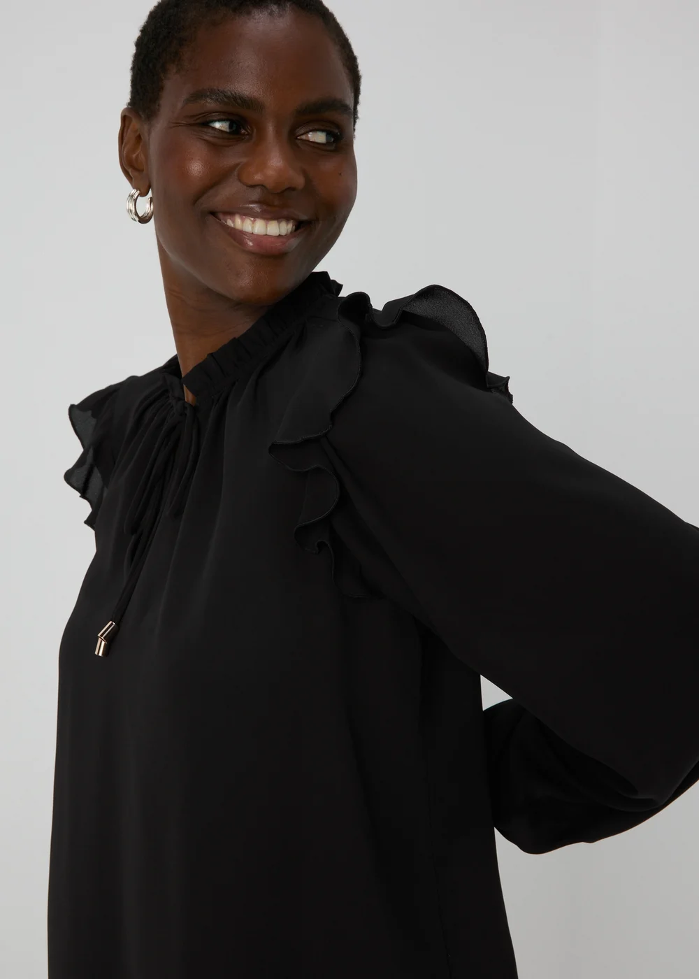 Et Vous Black Frill Blouse - 8 Image 3
