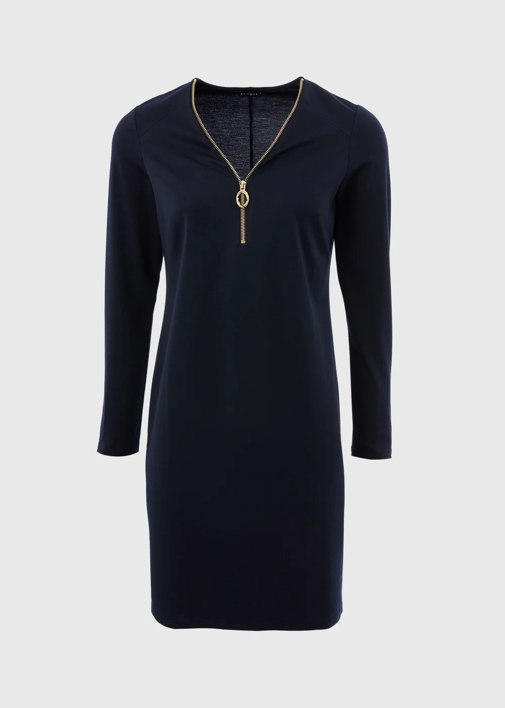 Et Vous Navy Knee Length Jersey Dress - 8 Image 4