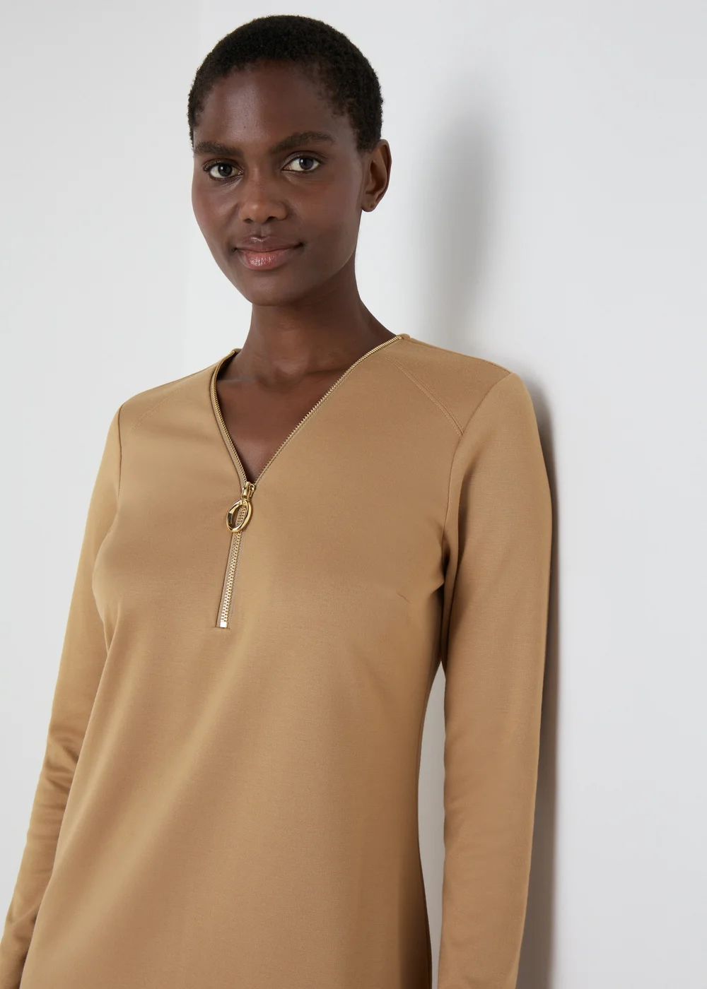 Et Vous Camel Knee Length Jersey Dress - 8 Image 3