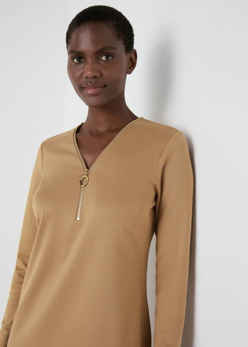 Et Vous Camel Knee Length Jersey Dress - 8 Image 3