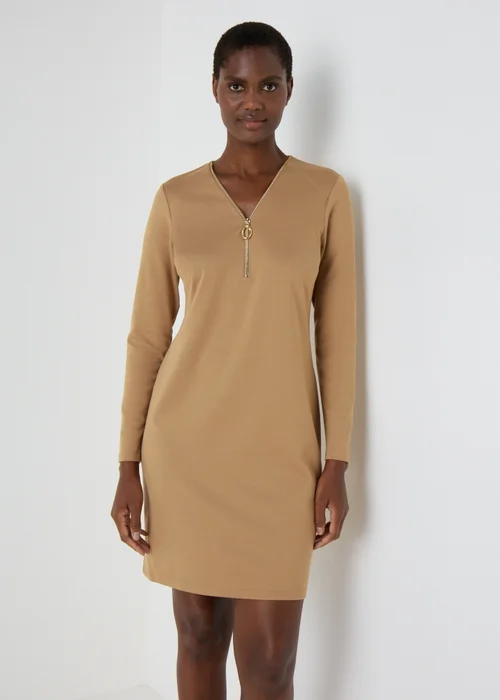 Et Vous Camel Knee Length Jersey Dress - 8 Et Vous Camel Knee Length Jersey Dress - 8