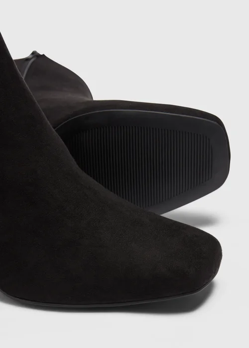 Black Wide Fit Block Heel Boots - Size 3 Image 2