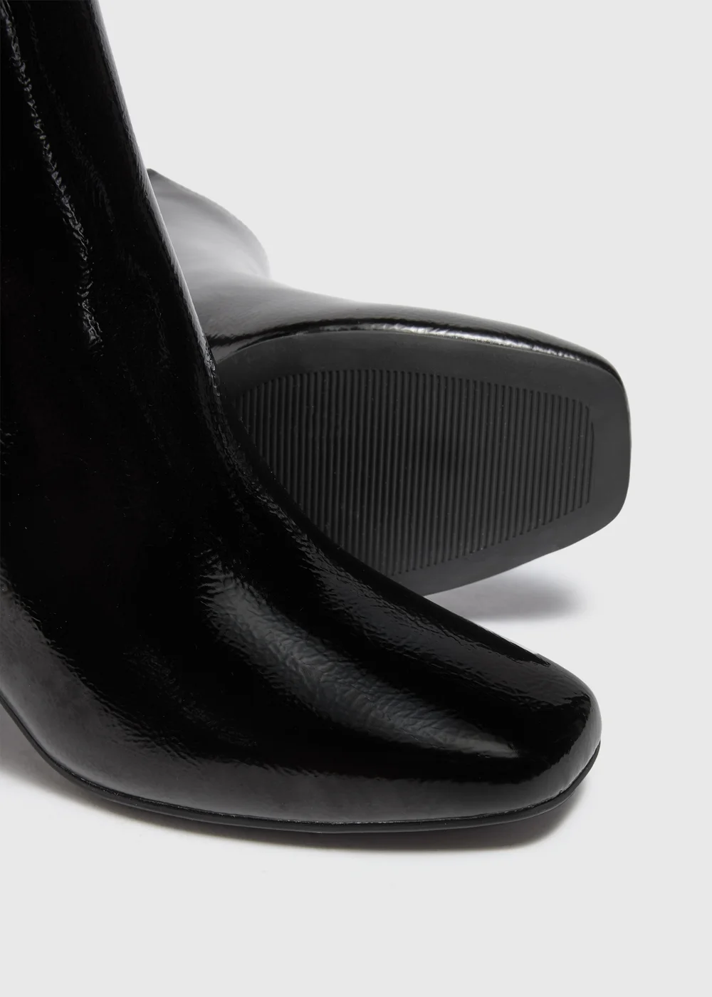 Patent Black Wide Fit Block Heel Boots - 3 Image 2