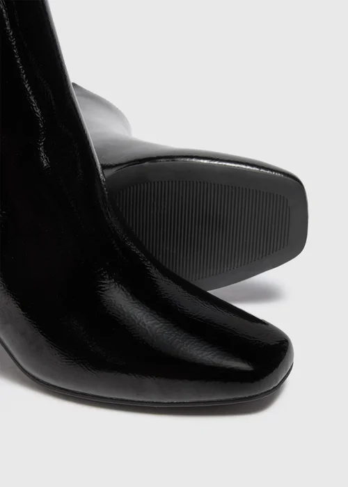 Patent Black Wide Fit Block Heel Boots - 3 Image 2