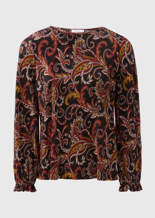 Black Paisley Plisse Top - 8 Image 4