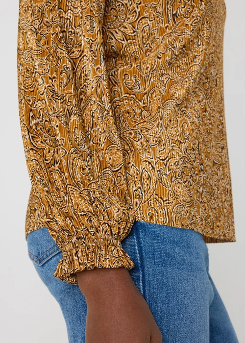 Mustard Paisley Plisse Top - Size 8 Image 3